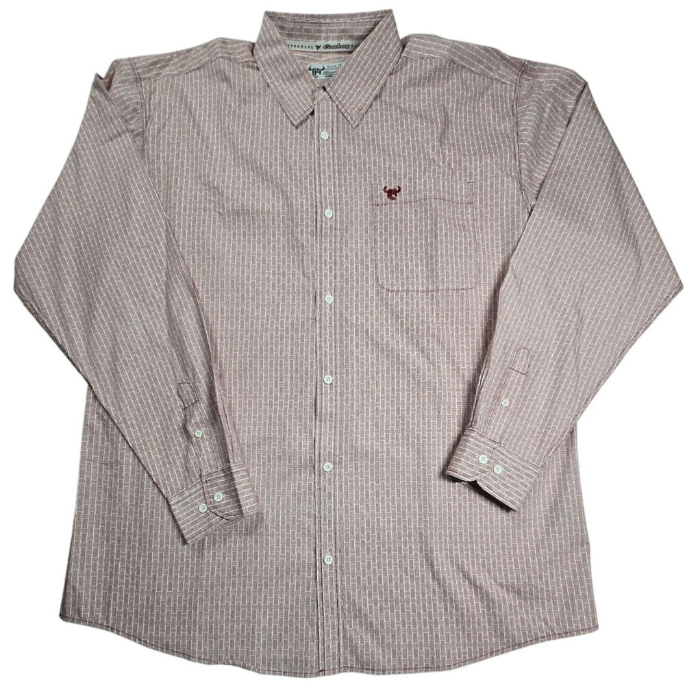 Cowboy Hardware Shirt Mens Sz XL‎ Red Bars White Background, EUC